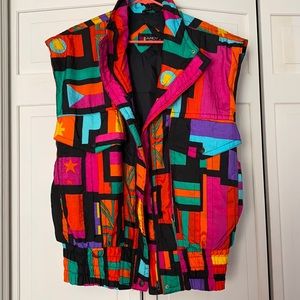 Vintage ANDY JOHNS Color Block Geometric Vest